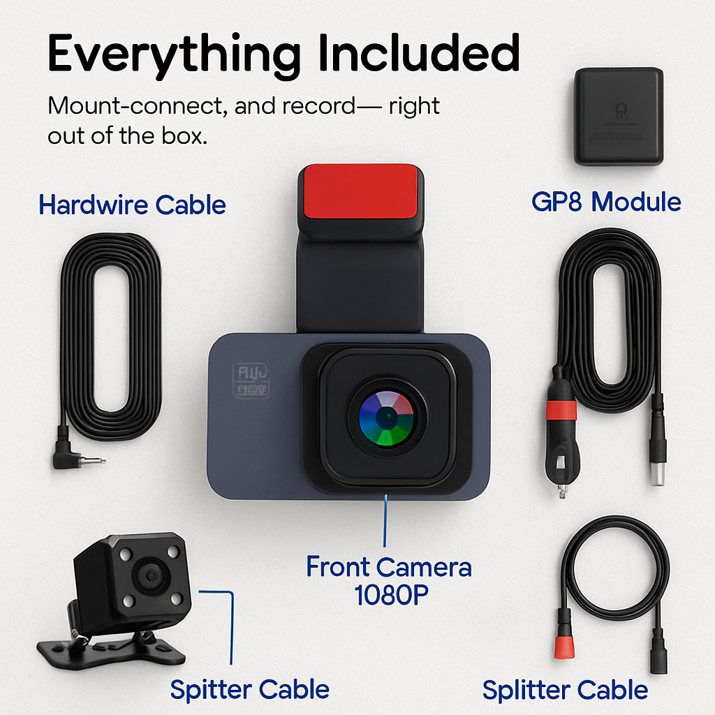 Dual Lens Dash Cam with WiFi GPS Night Vision